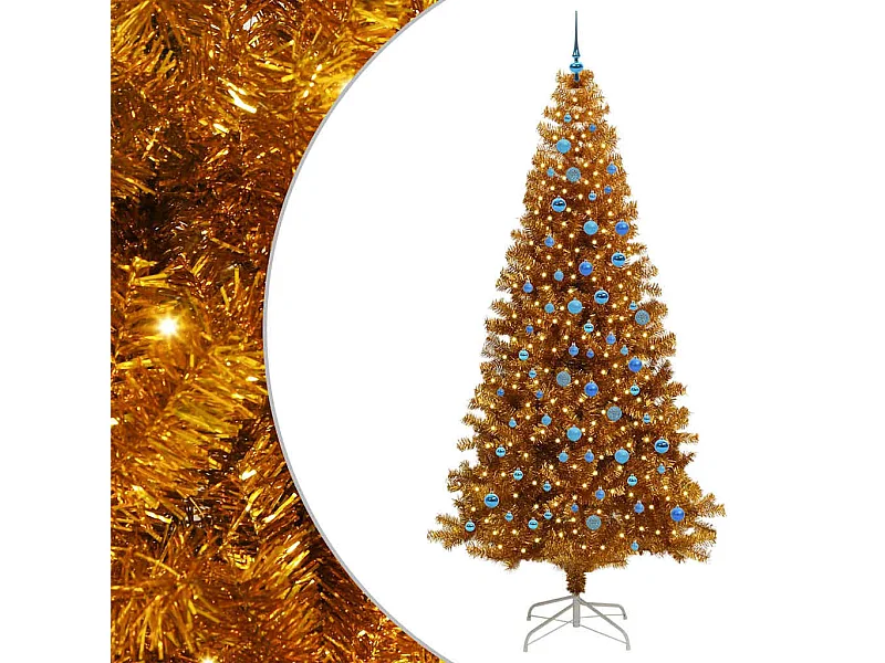 Árbol de Navidad con 300 LED con soporte Dorado 240 cm PET