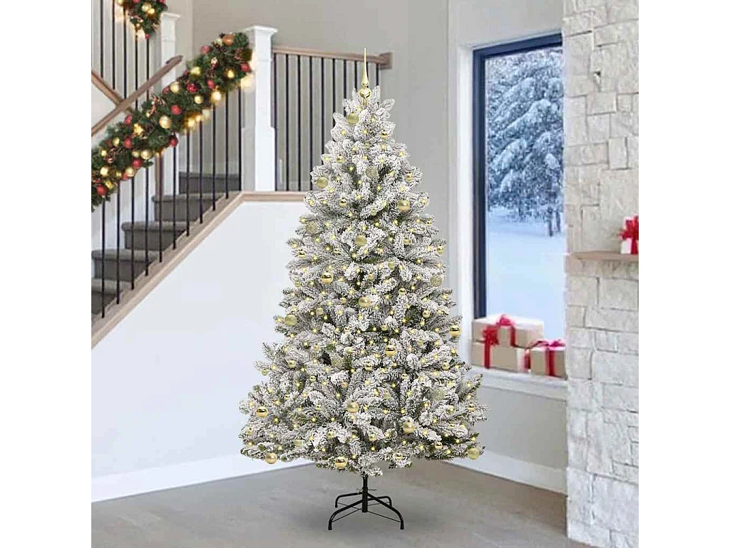 Sapin de Noël artificiel Vert et blanc 240 cm PVC et métal