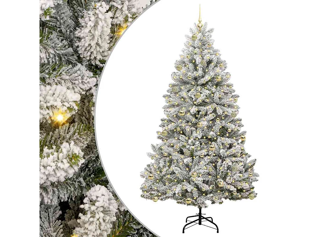 Sapin de Noël artificiel Vert et blanc 240 cm PVC et métal