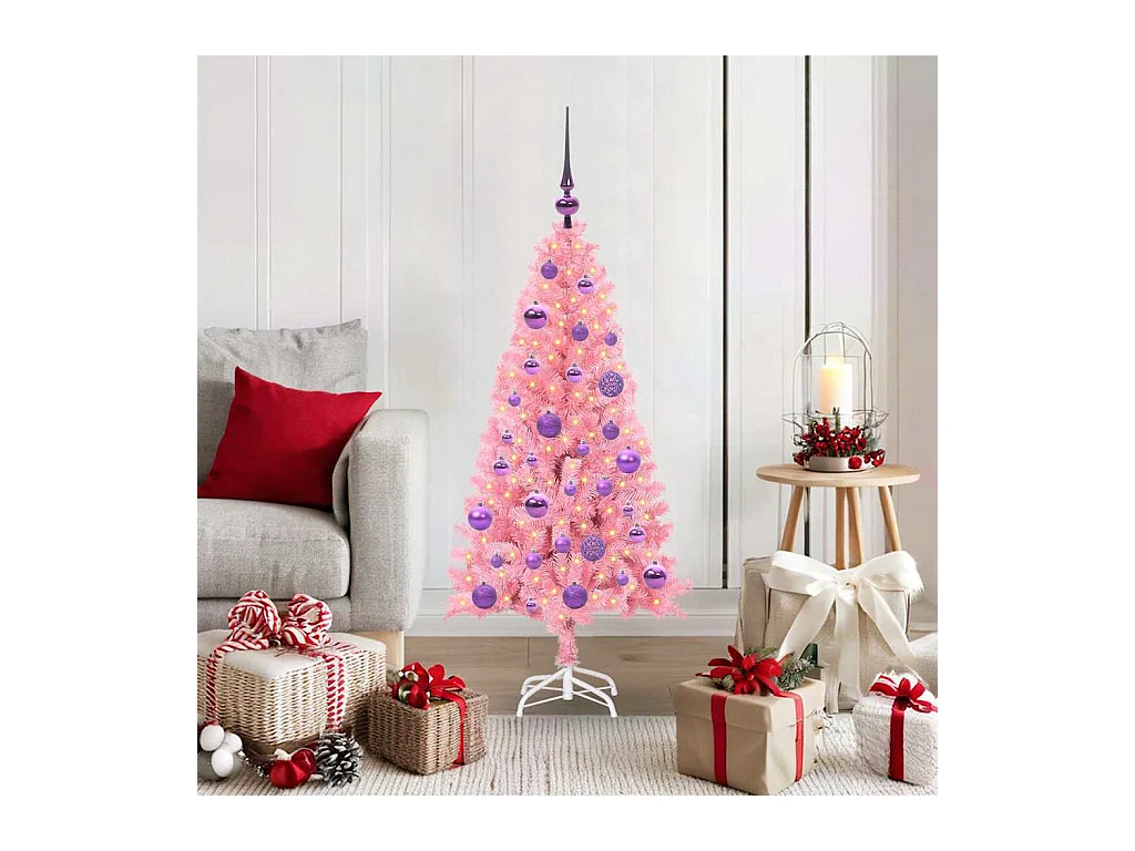 Kerstboom met 150 LED met standaard Roze 120 cm PVC