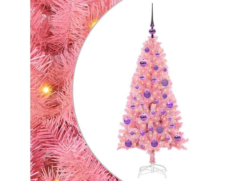 Kerstboom met 150 LED met standaard Roze 120 cm PVC