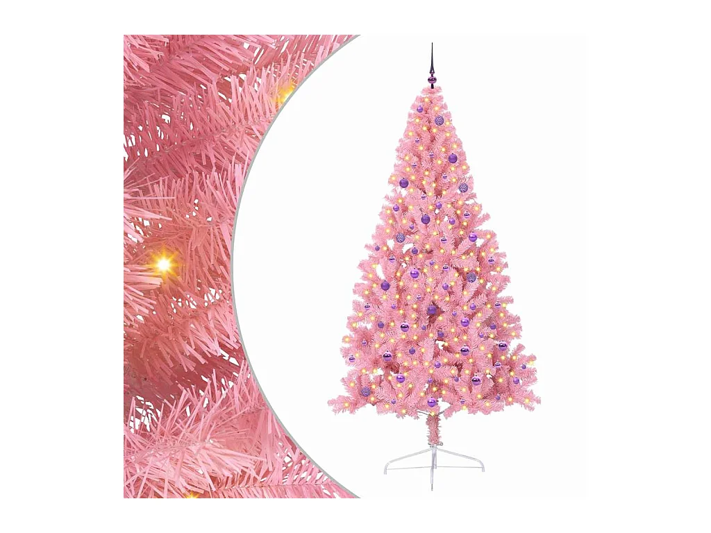 Sapin de Noël artificiel pré-éclairé Rose 240 cm PVC