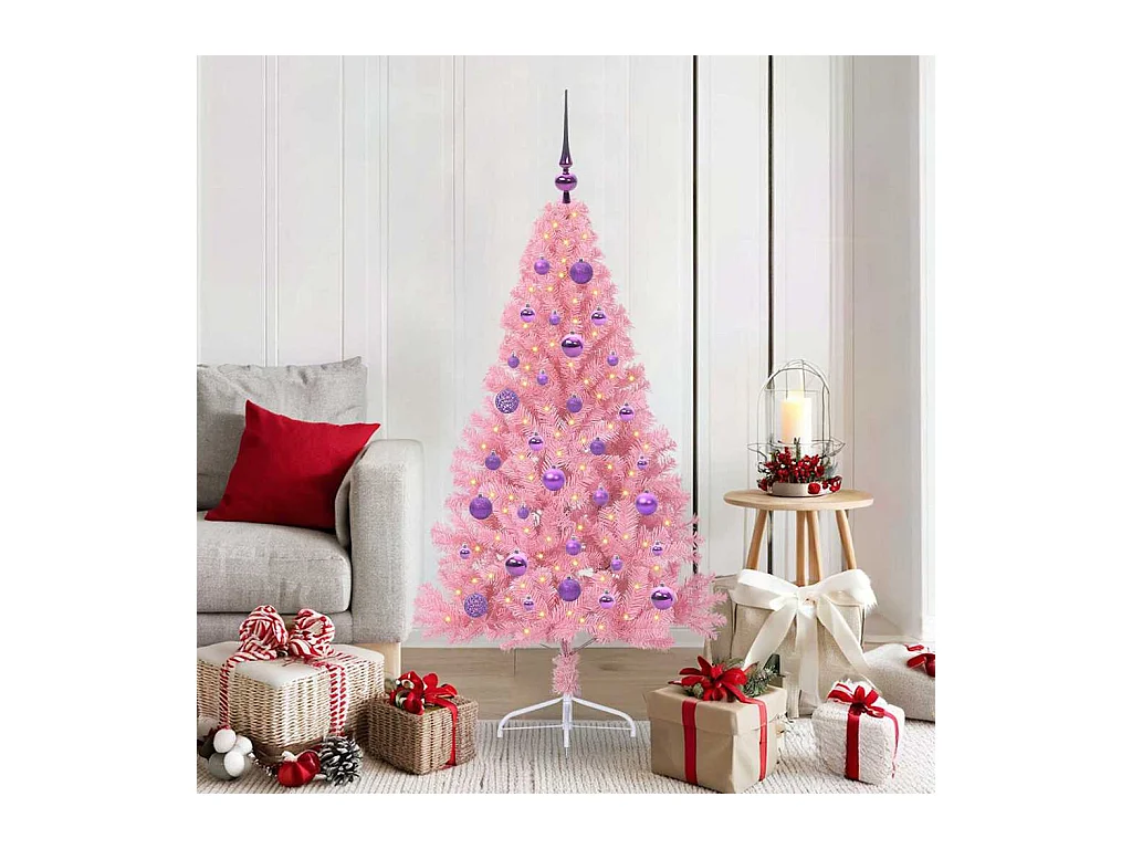 Sapin de Noël artificiel pré-éclairé Rose 150 cm PVC