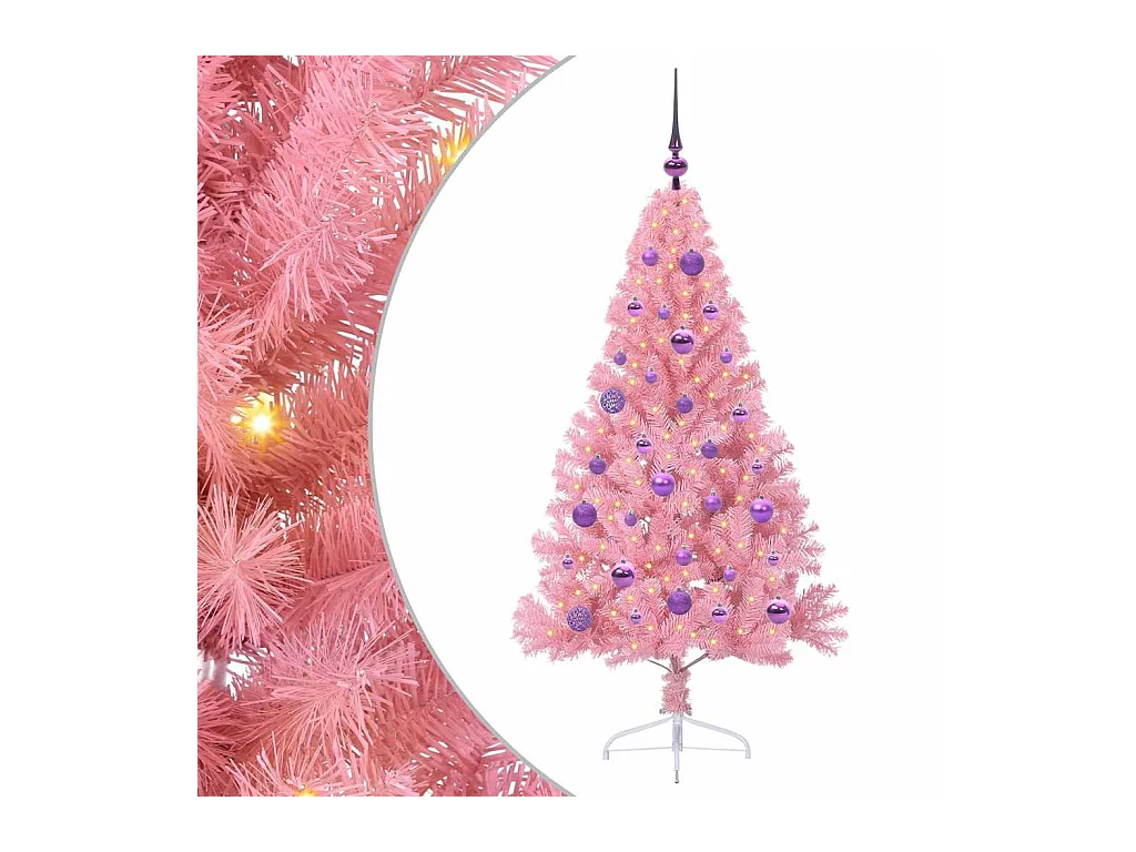 Sapin de Noël artificiel pré-éclairé Rose 150 cm PVC