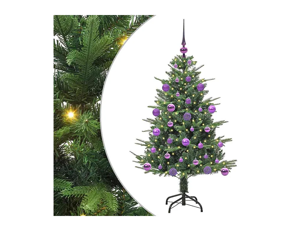 Sapin de Noël artificiel pré-éclairé avec set de boules Vert