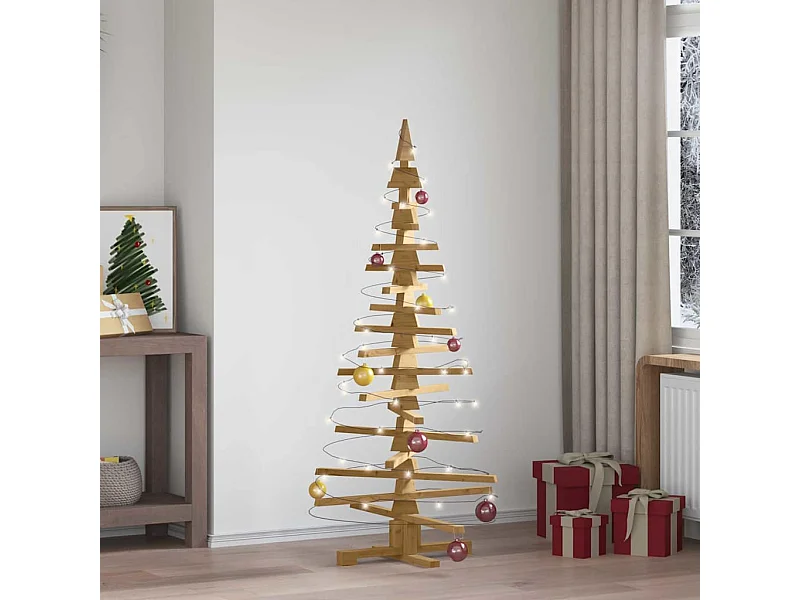 Arbre de Noël en bois Marron 150 cm Bois massif en pin