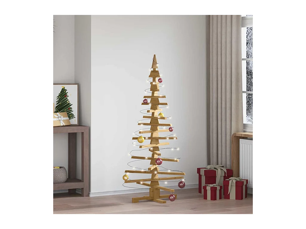 Arbre de Noël en bois Marron 150 cm Bois massif en pin