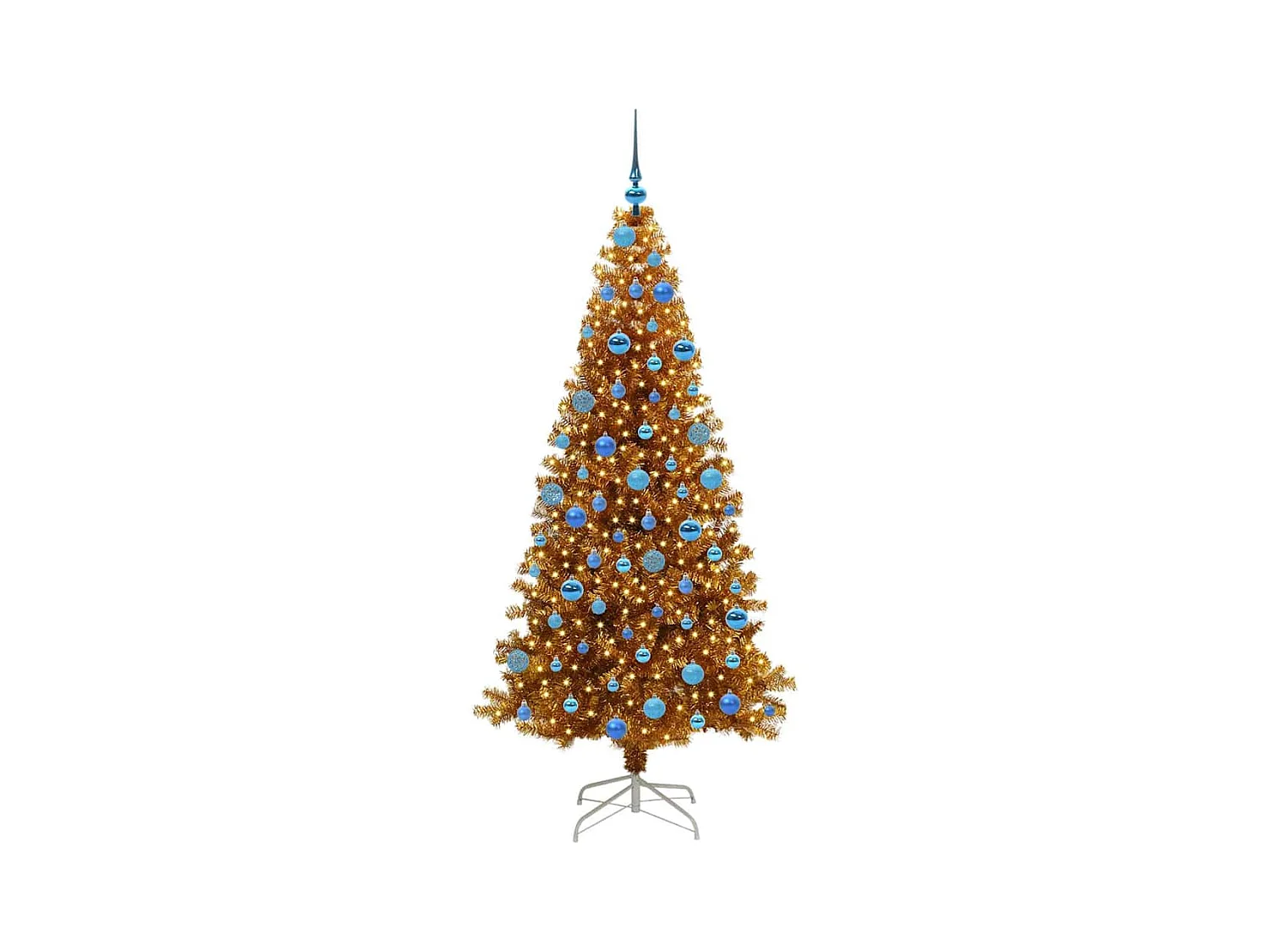 Sapin de Noël avec 300 LED avec support Doré 180 cm PET