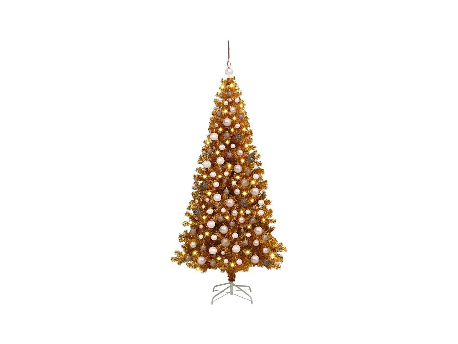 Sapin de Noël avec 300 LED avec support Doré 180 cm PET