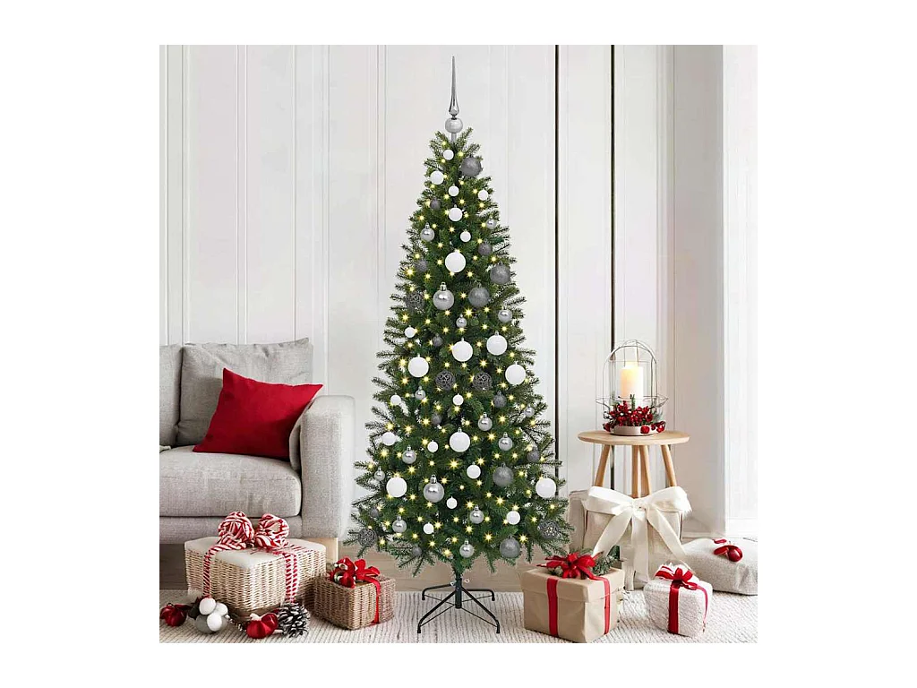 Sapin de Noël artificiel avec 300 LED Vert 180 cm PE et PVC
