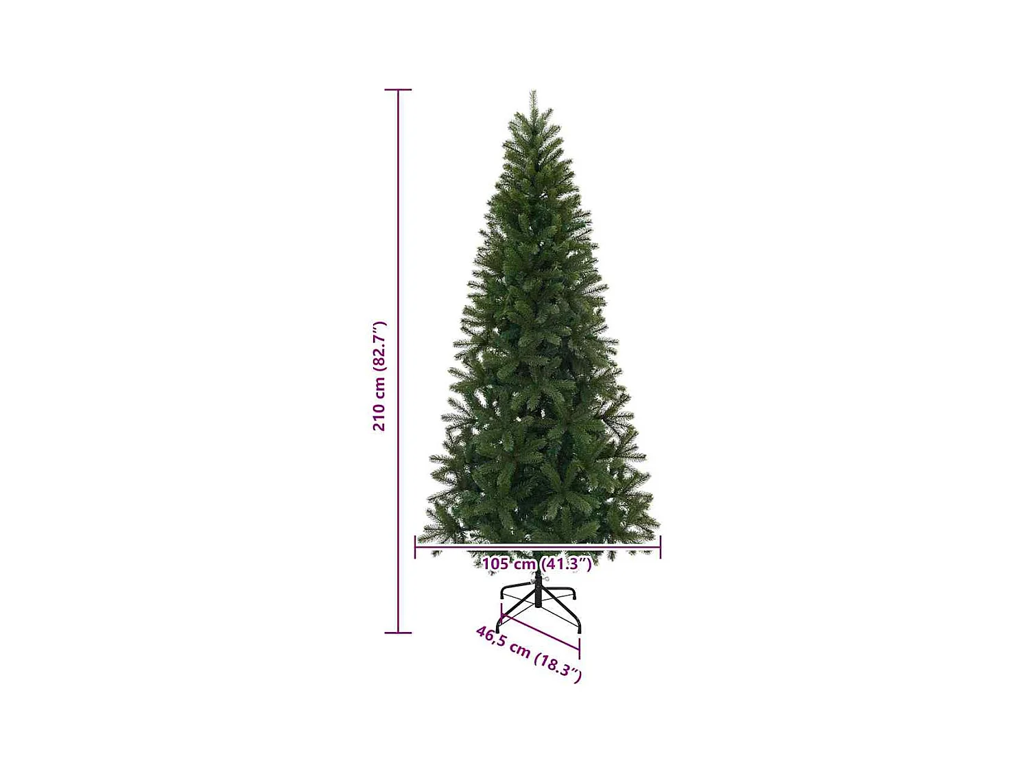Sapin de Noël artificiel Vert 210 cm PVC, PE et acier