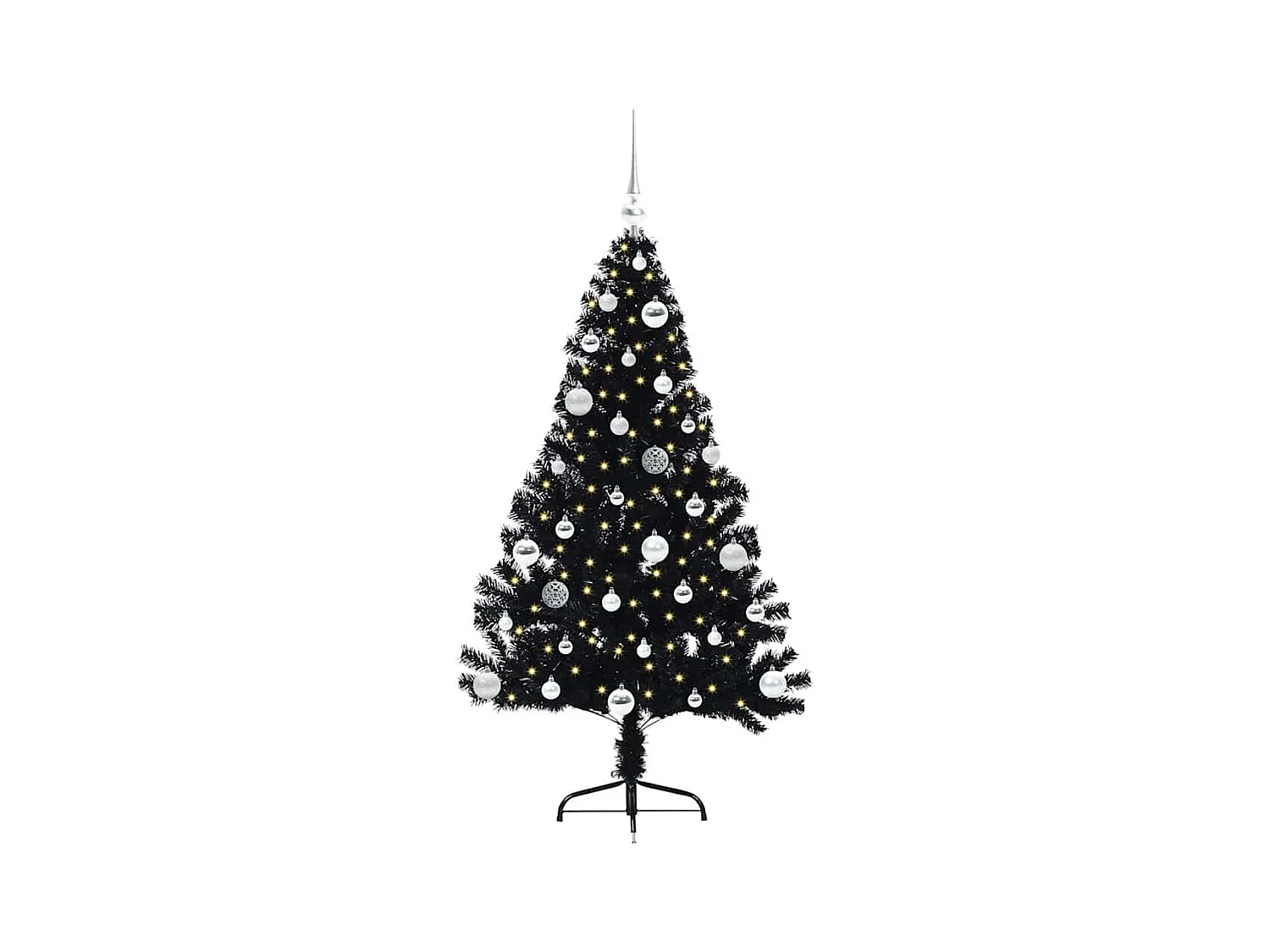 Sapin de Noël artificiel pré-éclairé Noir 150 cm PVC