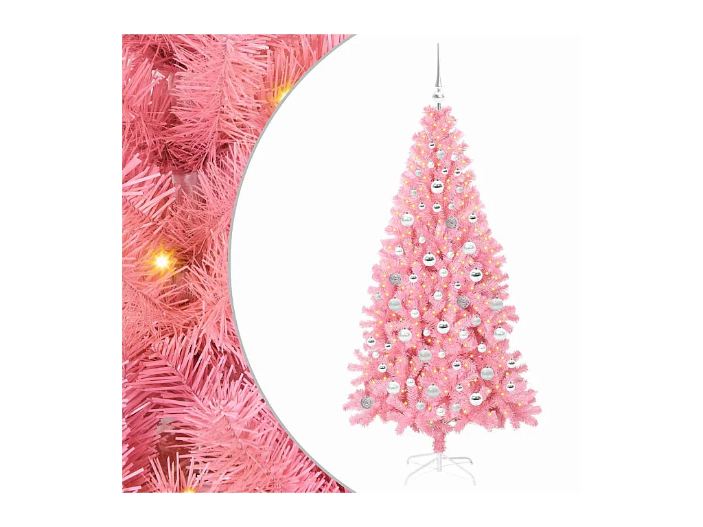 Árbol de Navidad con 300 LED con soporte Rosa 180 cm PVC