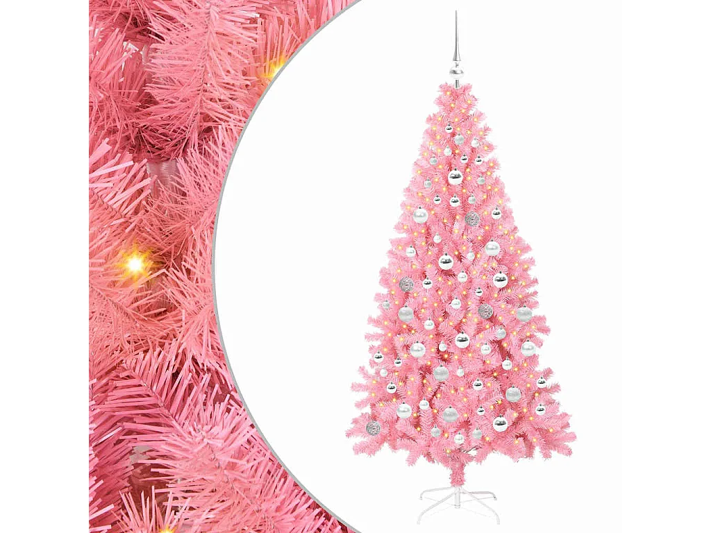Sapin de Noël avec 300 LED avec support Rose 180 cm PVC