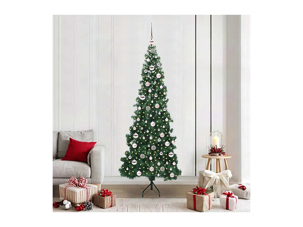 Arbre de Noël artificiel d'angle Vert 210 cm PVC et métal
