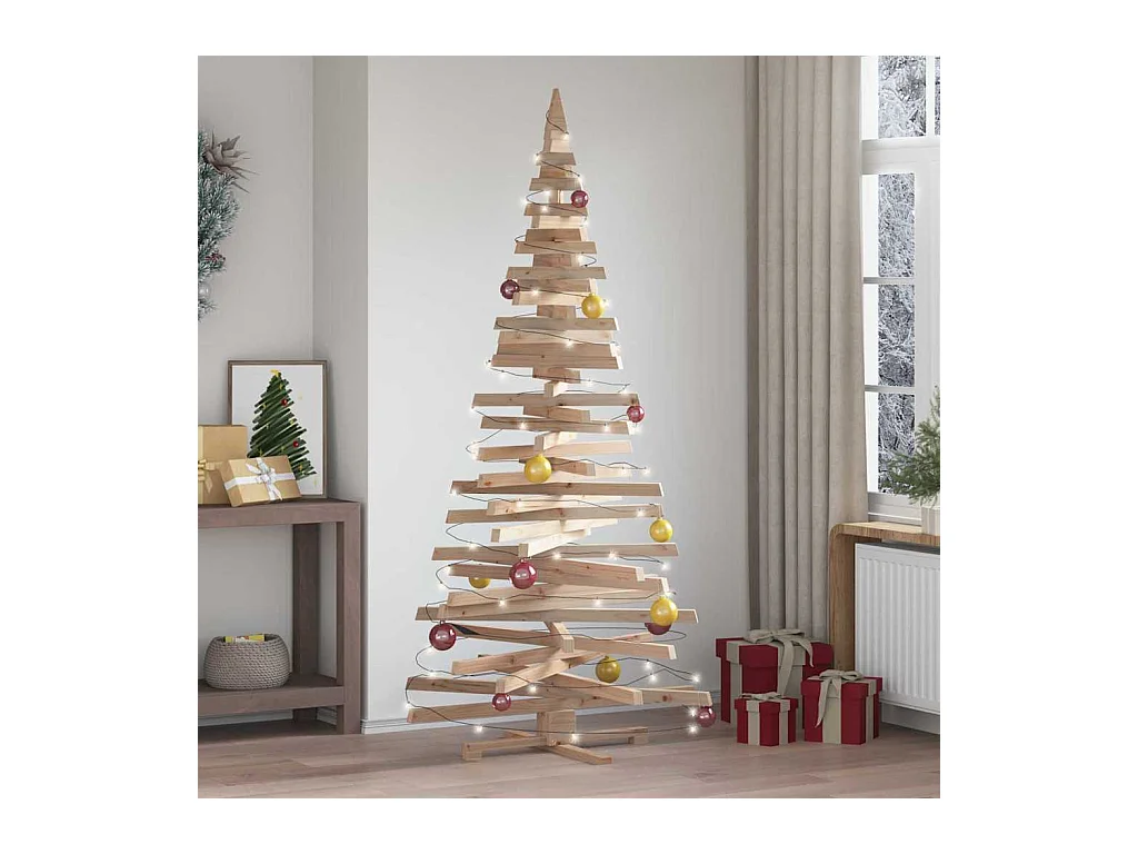 Arbres de Noël avec support Naturel 210 cm Bois massif en pin