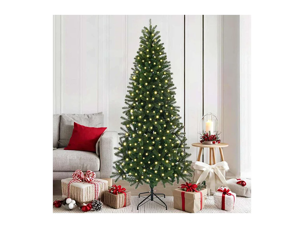Sapin de Noël artificiel avec 300 LED Vert 180 cm PE et PVC