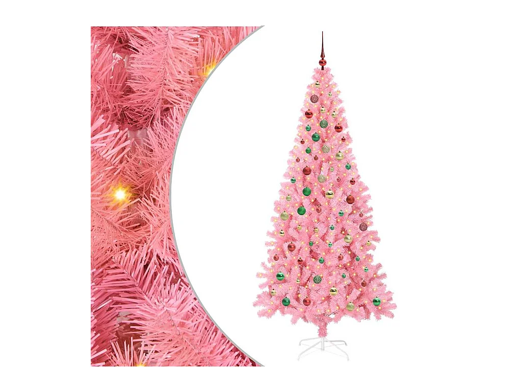 Sapin de Noël avec 300 LED avec support Rose 210 cm PVC