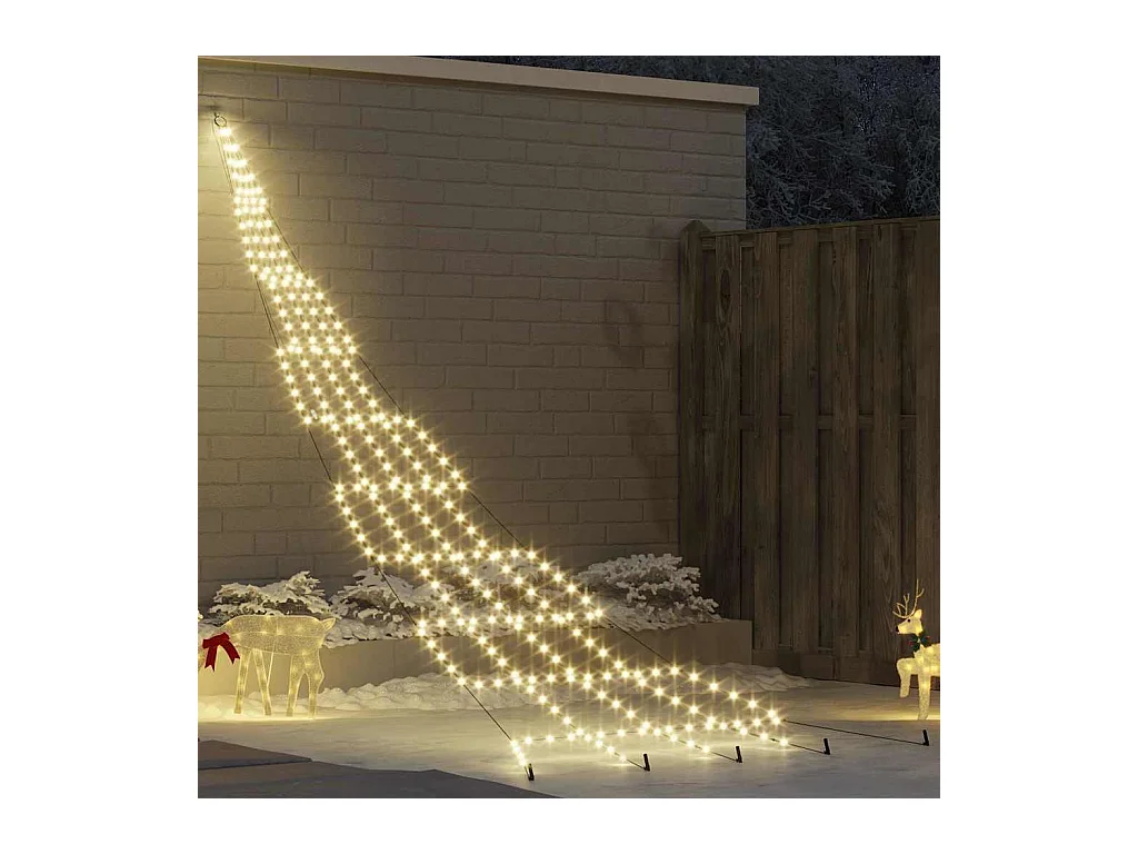 Árvore de Natal LED com 276 LEDs Branco quente 511 cm Metal