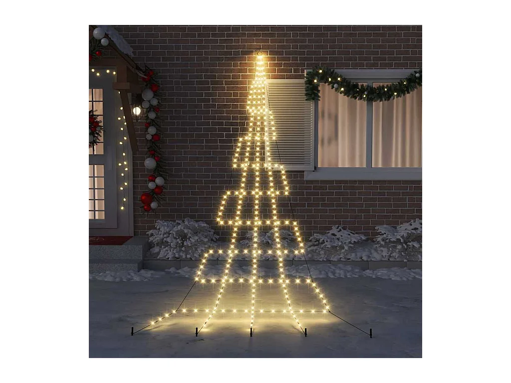 Árvore de Natal LED com 276 LEDs Branco quente 511 cm Metal