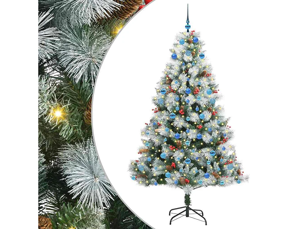 Sapin de Noël artificiel Vert et blanc 210 cm