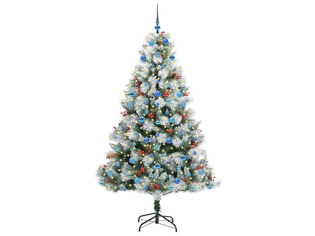 Sapin de Noël artificiel Vert et blanc 210 cm