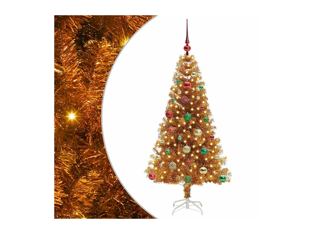 Árvore de Natal com 150 LEDs com suporte Ouro 150 cm PET