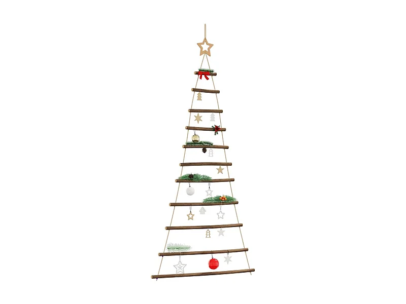 Árbol de Navidad colgante con estrella en la punta, 74 x 150 cm, rama natural