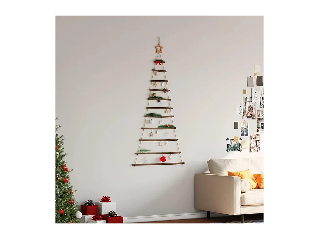 Árbol de Navidad colgante con estrella en la punta, 74 x 150 cm, rama natural