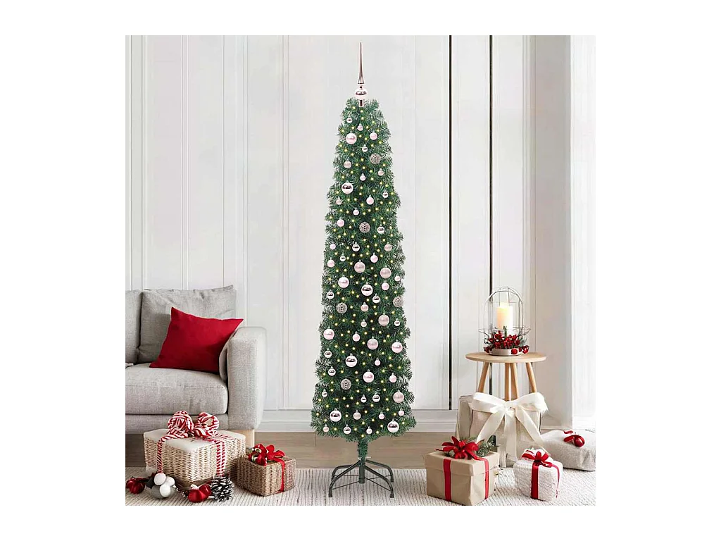 Árvore de Natal Artificial Verde 210 cm PVC e Aço e Plástico