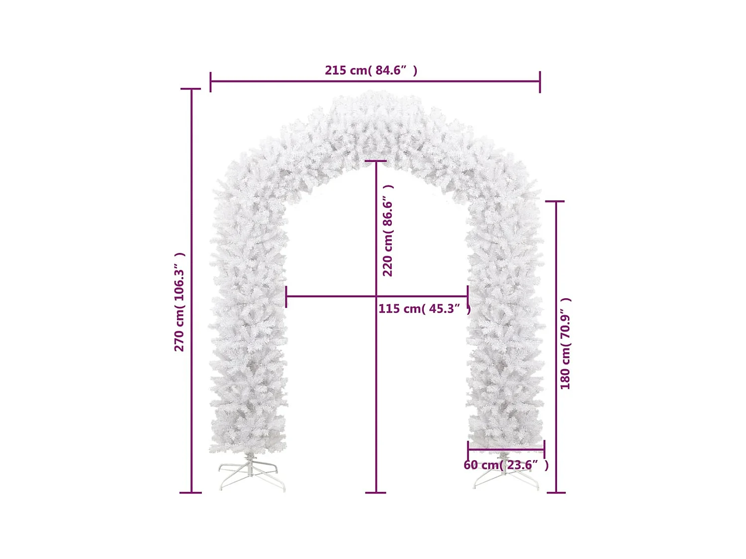 Grinalda de Natal 270 cm branco