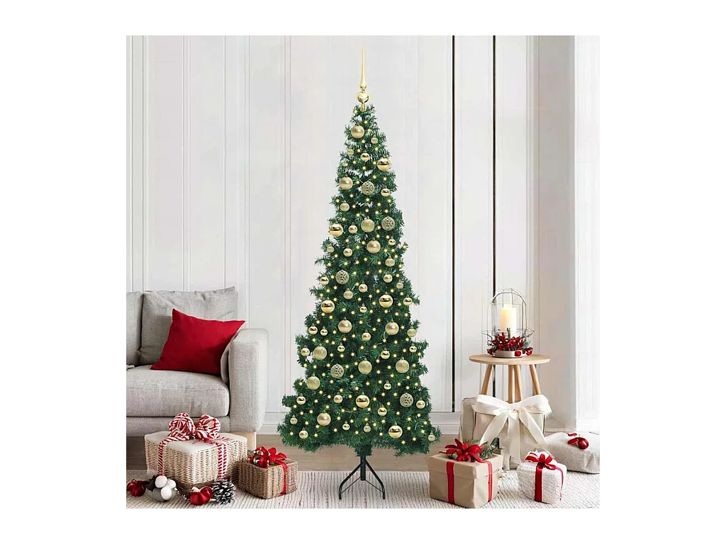 Árbol de Navidad Artificial de Esquina Verde 210 cm PVC y Metal