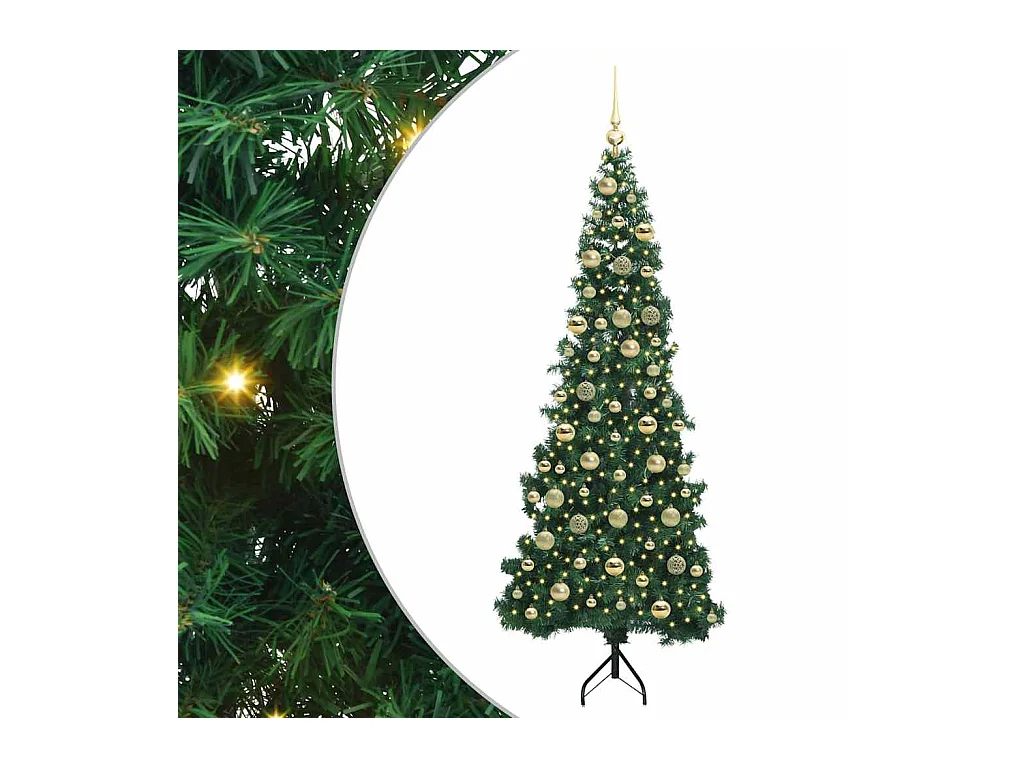 Árbol de Navidad Artificial de Esquina Verde 210 cm PVC y Metal