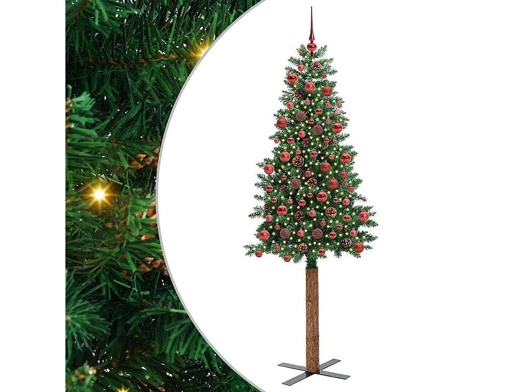 Slanke Kerstboom Groen 180 cm PVC en massief dennenhout