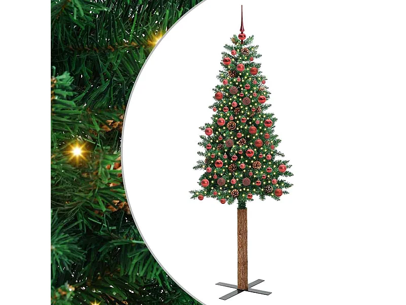 Slanke Kerstboom Groen 180 cm PVC en massief dennenhout