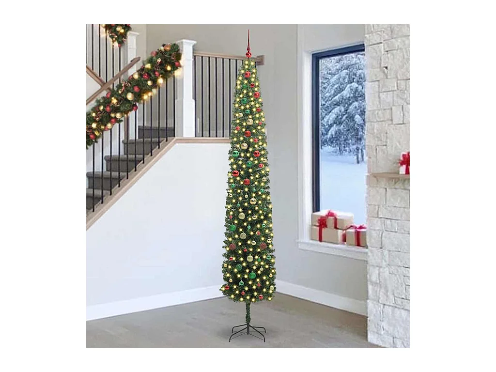 Árbol de Navidad artificial Verde 270 cm PVC, Acero y Plástico