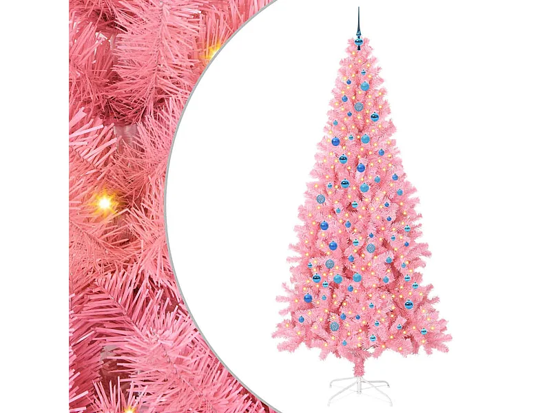 Sapin de Noël avec 300 LED avec support Rose 240 cm PVC