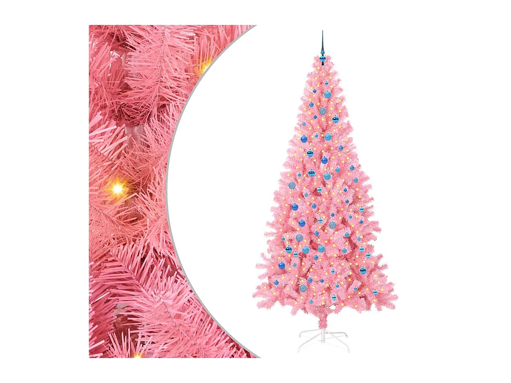 Sapin de Noël avec 300 LED avec support Rose 240 cm PVC