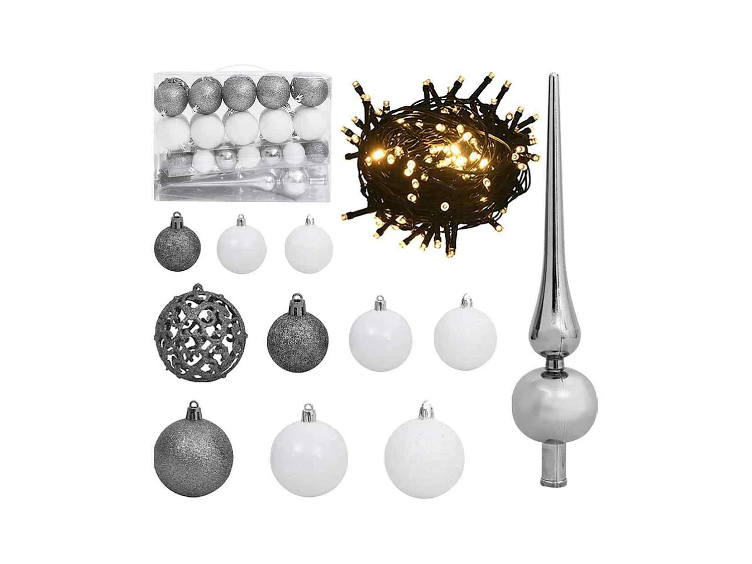 Árbol de Navidad artificial preiluminado con juego de bolas