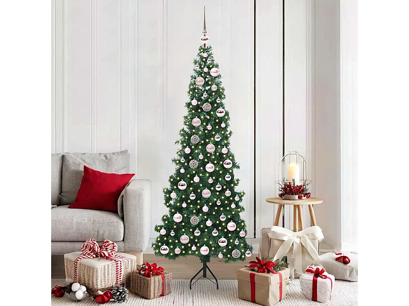 Arbre de Noël artificiel d'angle Vert 180 cm PVC et métal