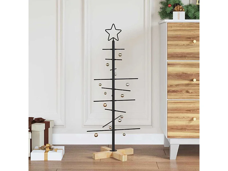 Árbol de Navidad de metal con soporte Negro 90 cm