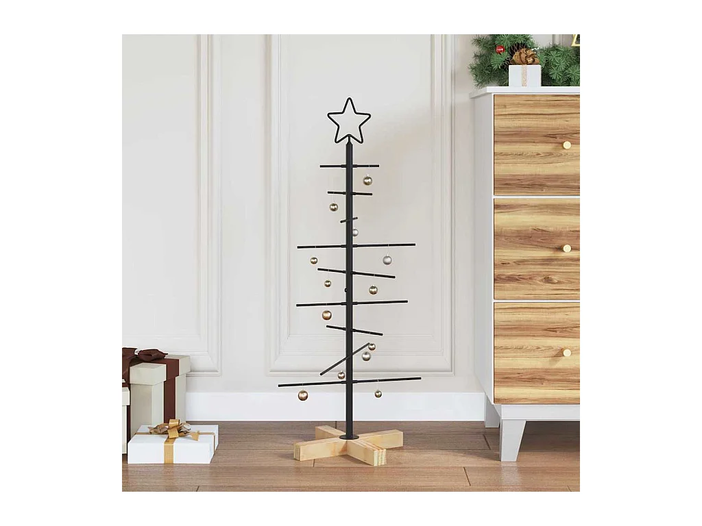 Árbol de Navidad de metal con soporte Negro 90 cm