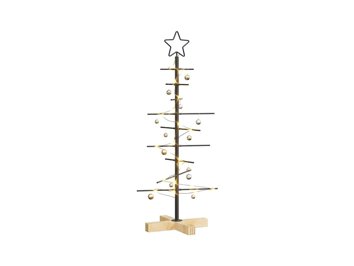 Árbol de Navidad de metal con soporte Negro 90 cm