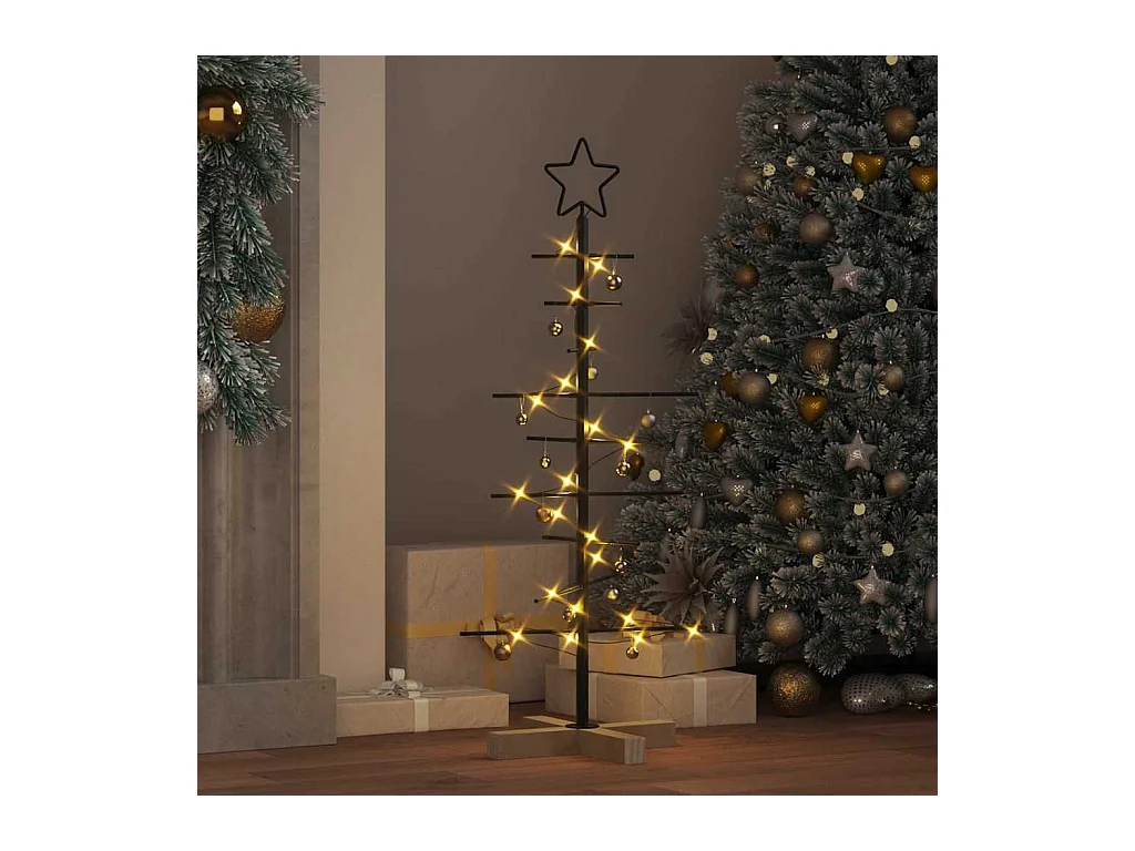 Árbol de Navidad de metal con soporte Negro 90 cm