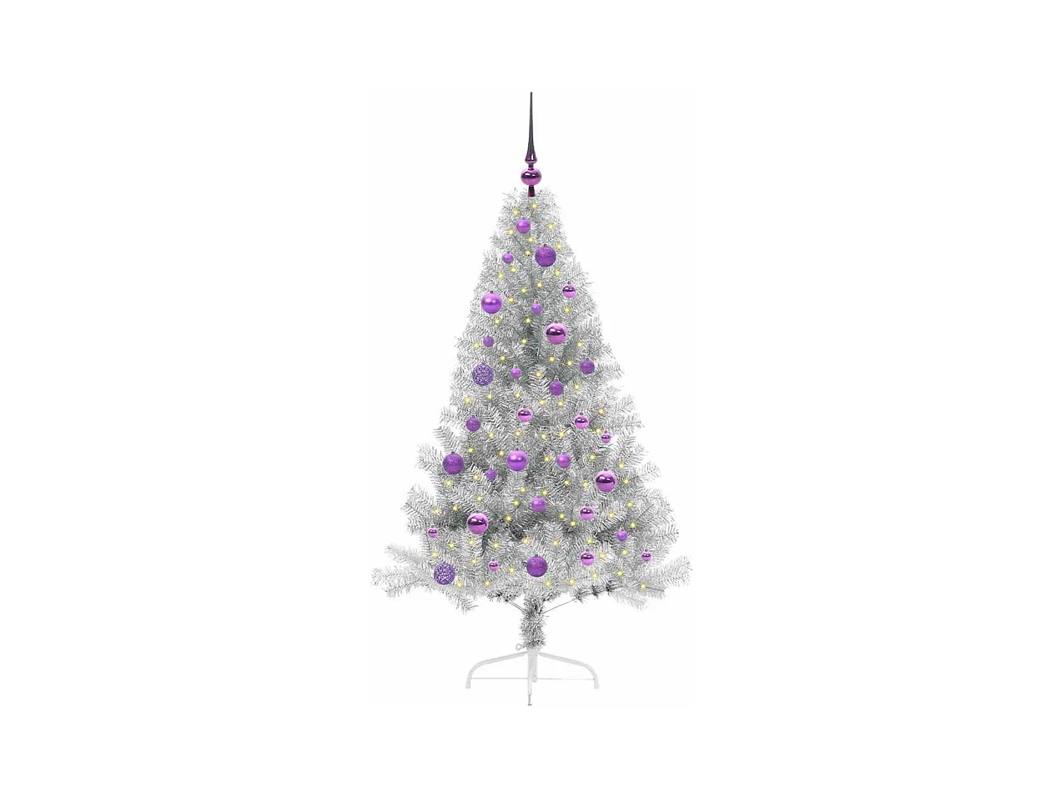 Kunststof Voorverlichte Kerstboom met 150 LED Zilver 150 cm PET