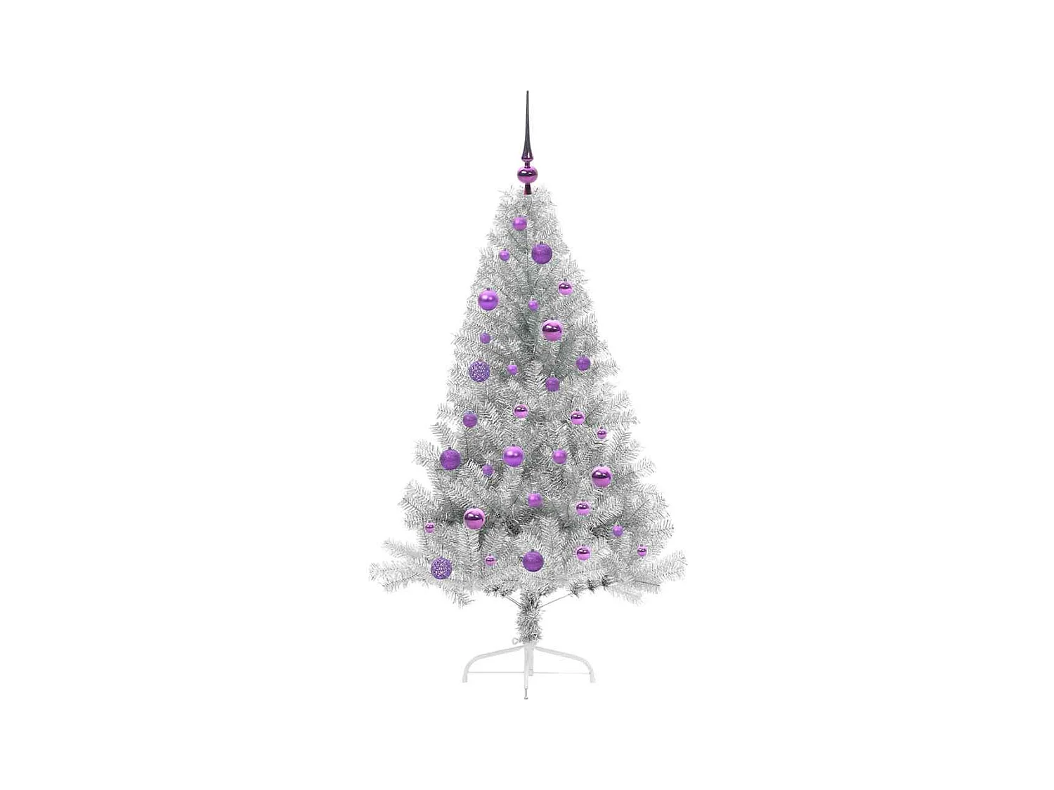 Kunststof Voorverlichte Kerstboom met 150 LED Zilver 150 cm PET