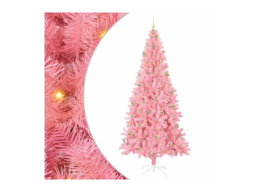 Sapin de Noël avec 300 LED avec support Rose 240 cm PVC