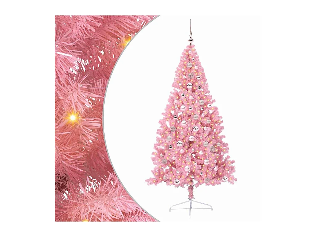 Sapin de Noël artificiel pré-éclairé Rose 240 cm PVC