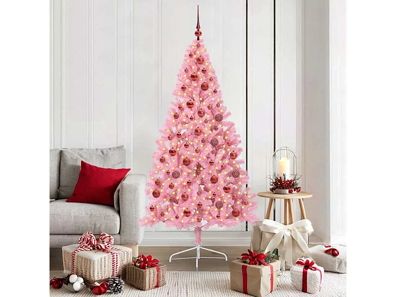 Sapin de Noël artificiel pré-éclairé Rose 180 cm PVC