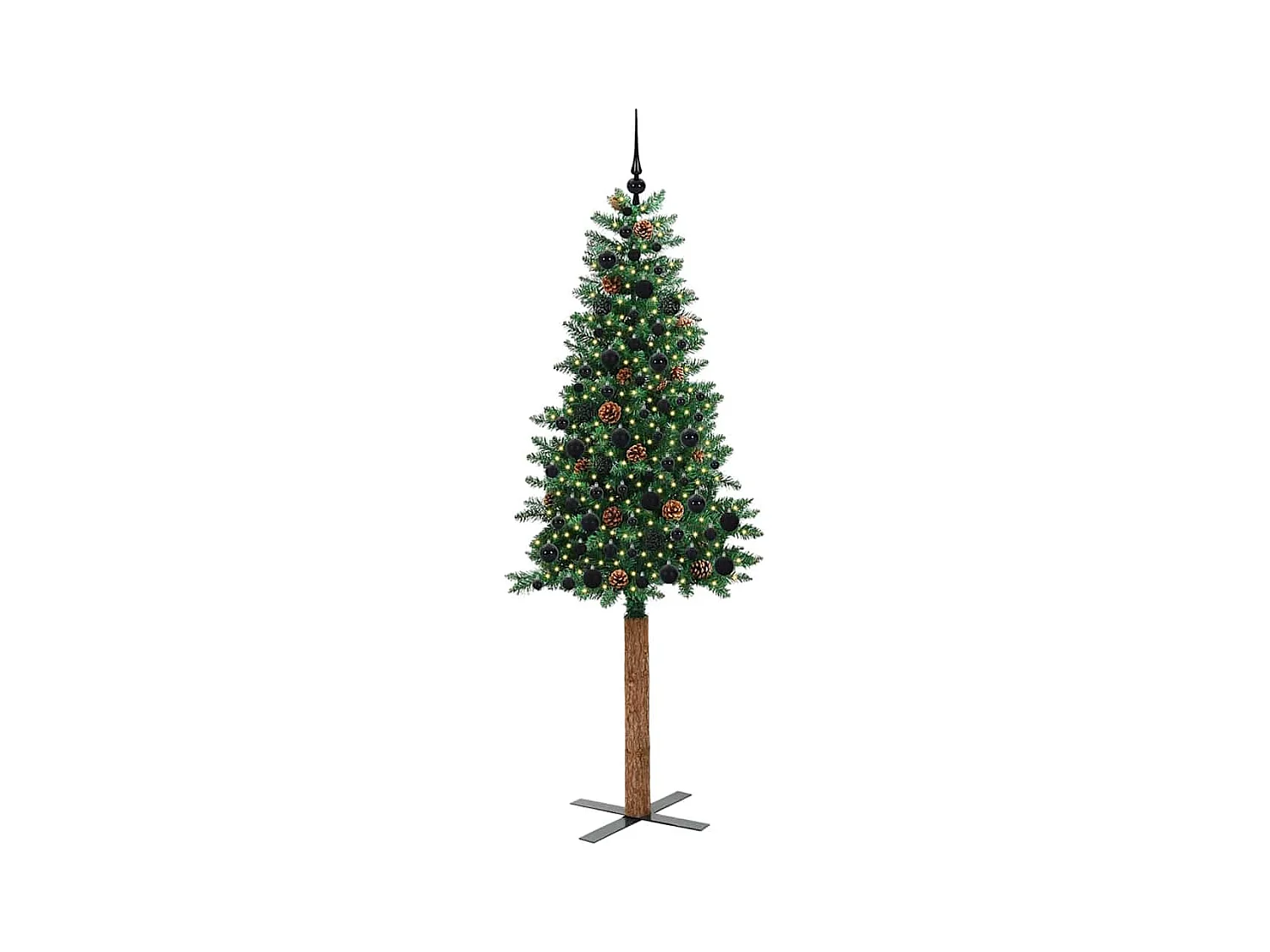 Árbol de Navidad Delgado con 300 LED con soporte Verde 210 cm